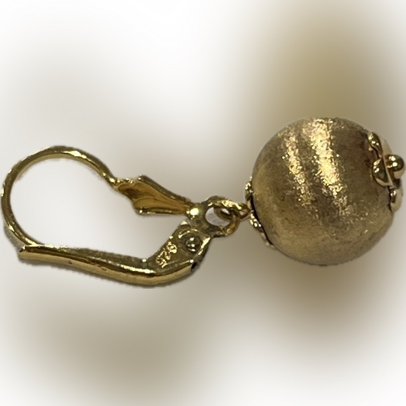 Veronese 925 & Gold Ball Drop Earrings: Brushed Vermeil Dangle Earrings - Picture 12 of 14